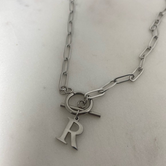 Letter Pendant with Silver Toggle Chain - Picture 2 of 5